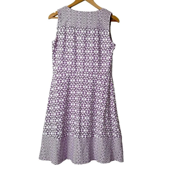 J. MCLAUGHLIN Shift Dress M Catalina Cloth Purple Abstract Print Stretch Nylon - Picture 2 of 9
